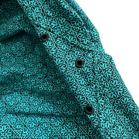 Panhandle Tuf Cooper Mens XL Turquoise Printed Button-Up Shirt Cotton Western - Picture 7 of 9
